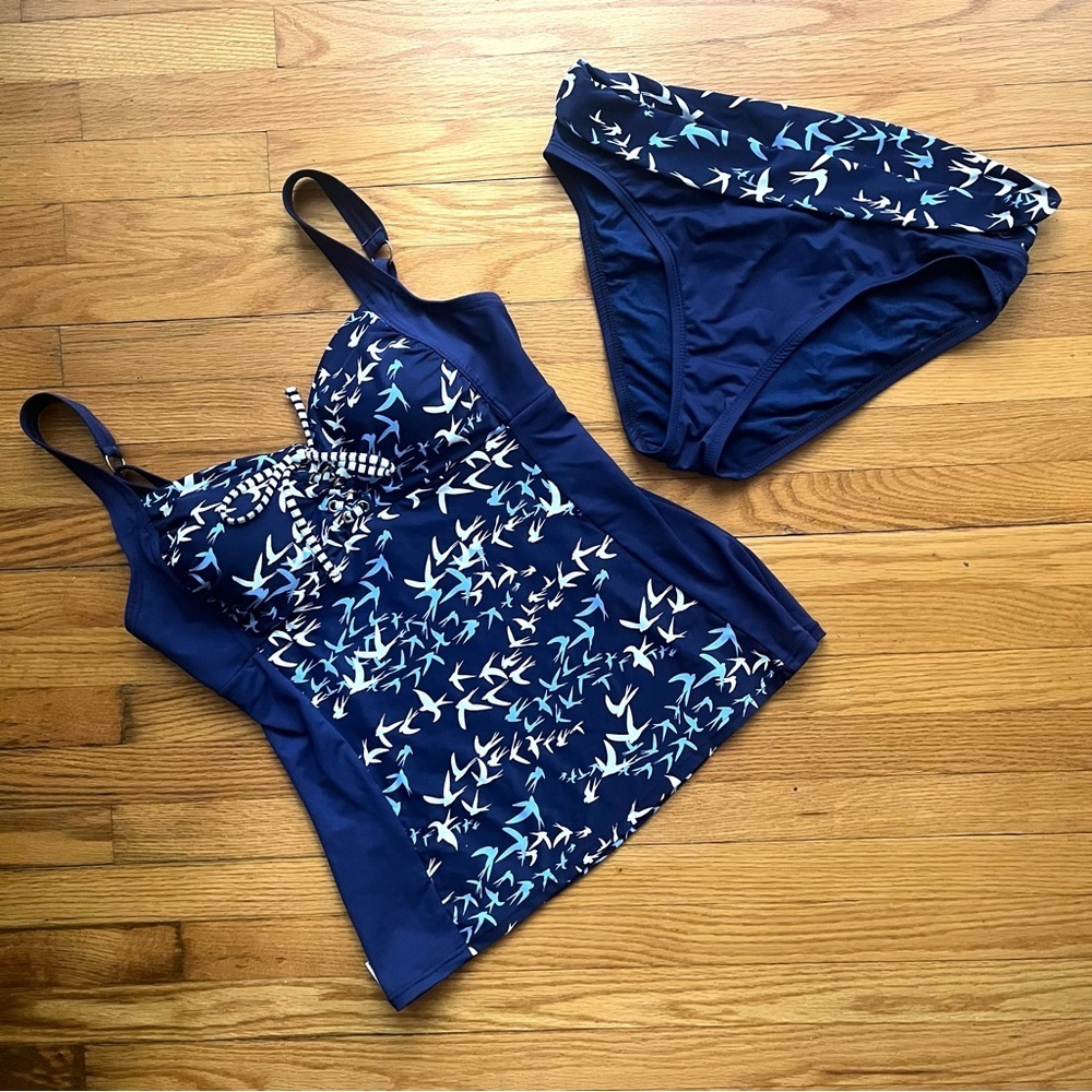 CAPTIVA by Christina 2-Piece Navy Tankini Bikini Swimsuit Size S